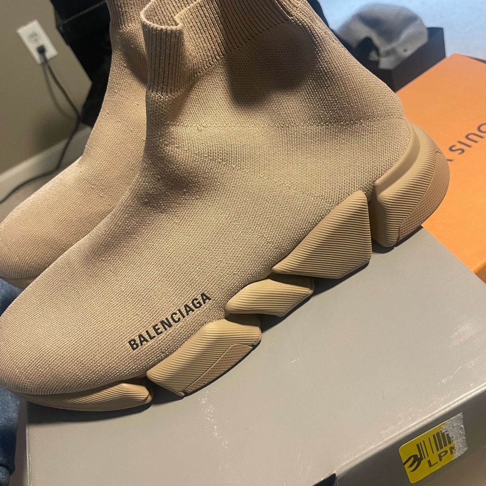 Balenciaga Beige Sock Sneakers